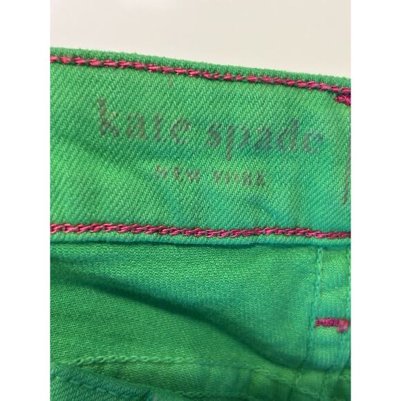 Sz 26‎ Women's KATE SPADE NY Perry Straight Skinny Play Hooky Lime Green Jeans - Picture 4 of 6